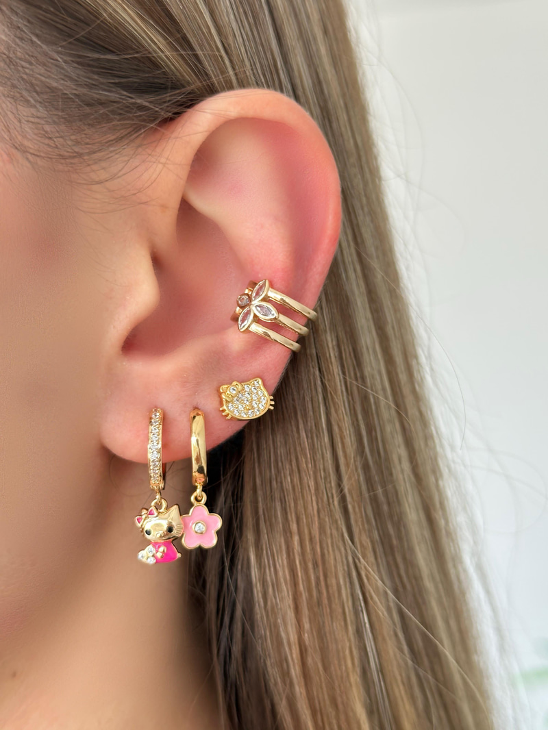 Altın Kaplama Üçlü Hello Kitty Küpe