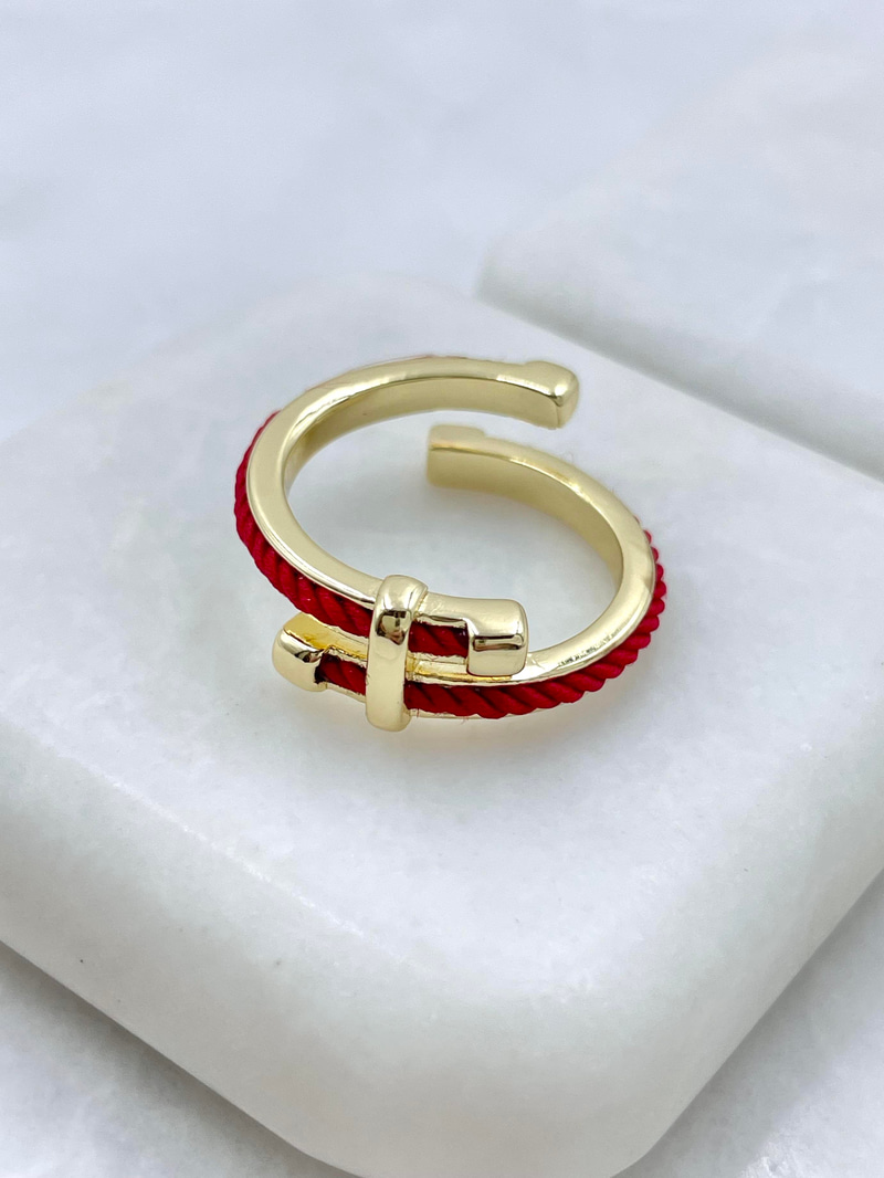 Altın Kaplama Kırmızı İpli Birleşim Yüzük Gold