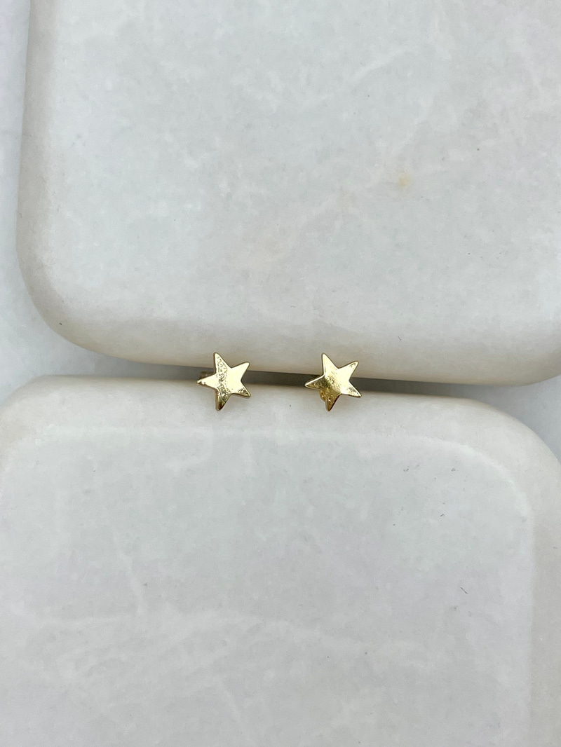 Özel Seri Minimal Yıldız Plaka Küpe 0.5 cm Gold