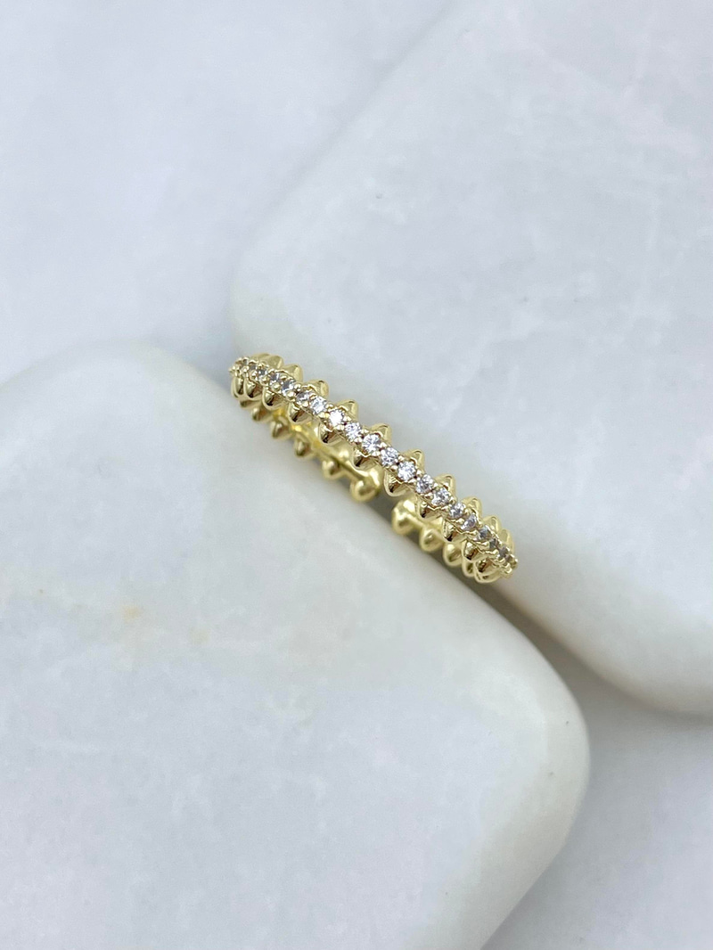 Altın Kaplama Dizi Gömme Taşlı Yüzük Gold