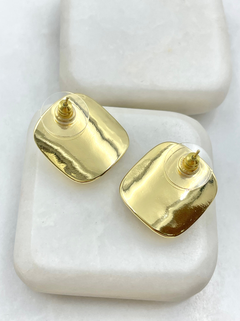Sedefli Gold Detaylı Kare Küpe Gold