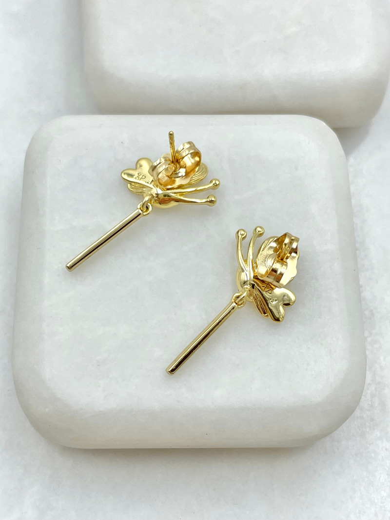 Özel Seri Swarovski Taşlı Kelebek Küpe Gold