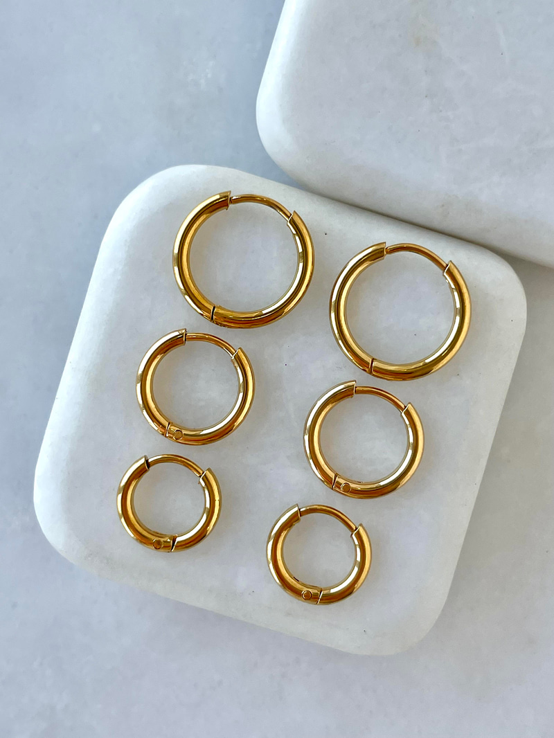 Çelik Altılı Basic Halka Küpe Gold