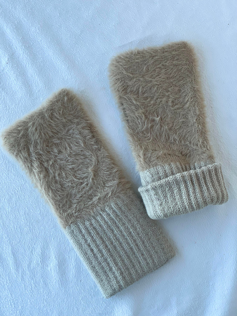 Peluş Vizon Kesik Eldiven