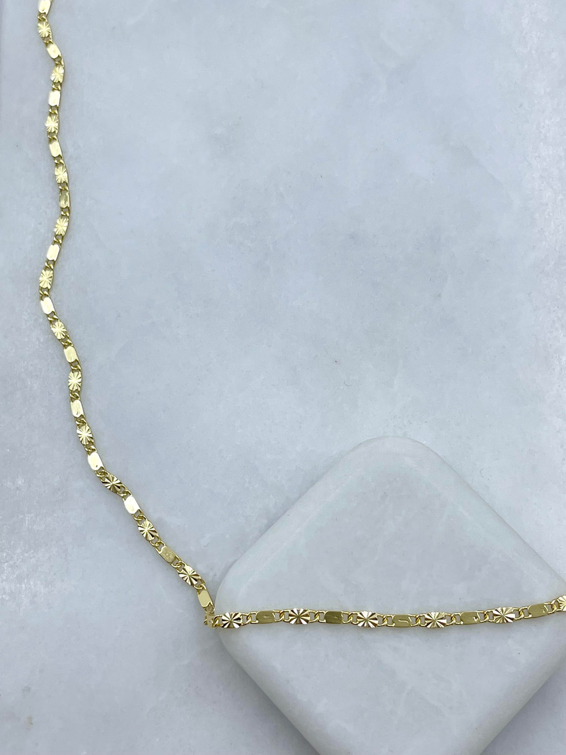 Altın Kaplama Minimal Lazer Kesim Zincir Kolye 60 cm Gold