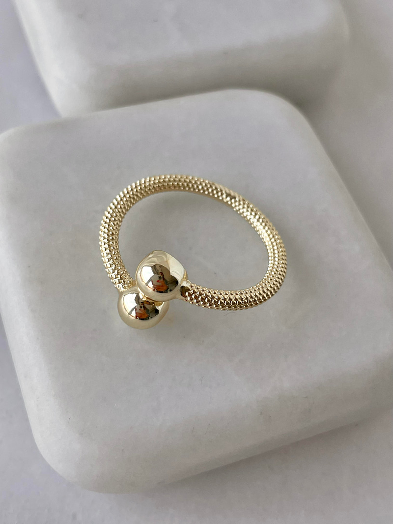 Altın Kaplama Çift Top Yüzük