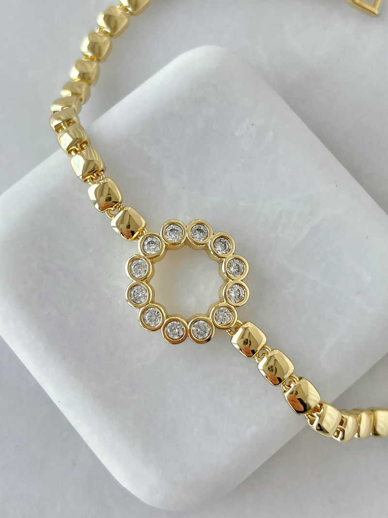 Özel Seri Kristal Taşlı Daire Bileklik Gold