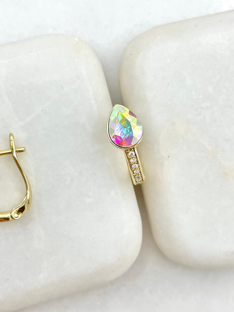 Özel Seri Swarovski Damla Küpe Gold