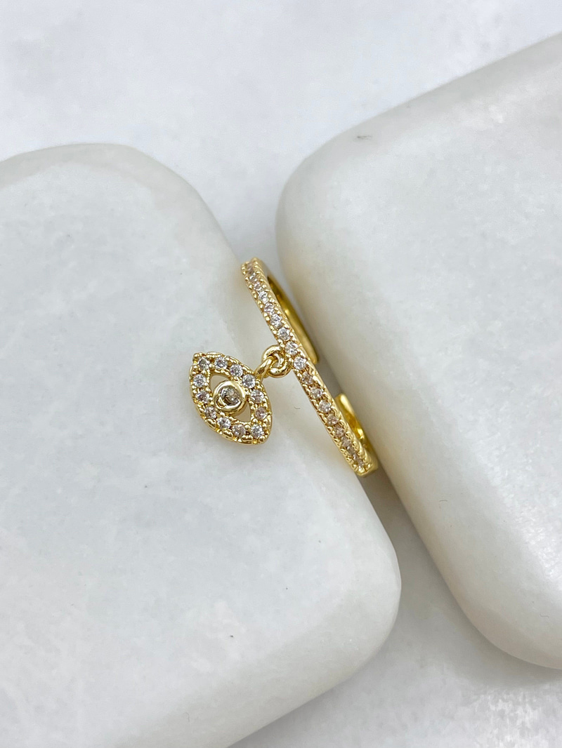 Altın Kaplama Gömme Taşlı Göz Sallantılı Yüzük Gold