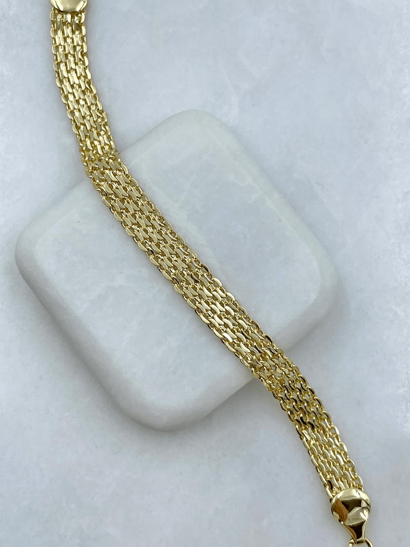 Altın Kaplama Hasır Zincir Bileklik Gold