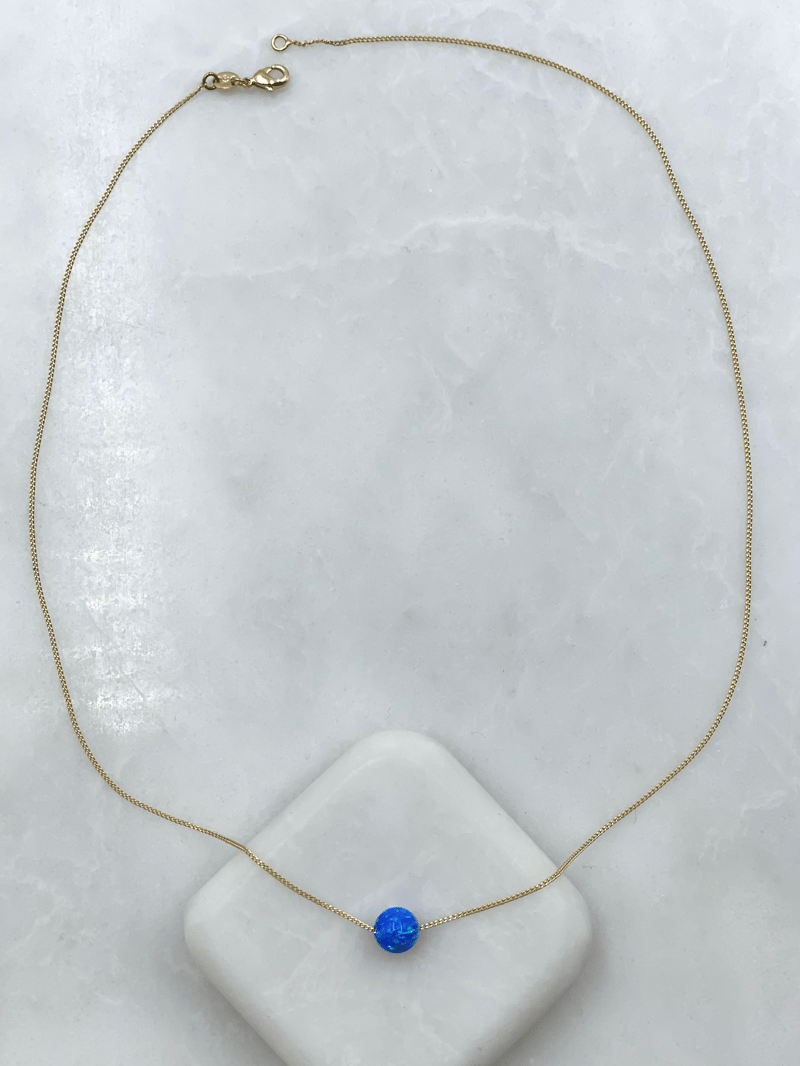 Özel Seri Opal  Taş Kolye 45 cm Gold