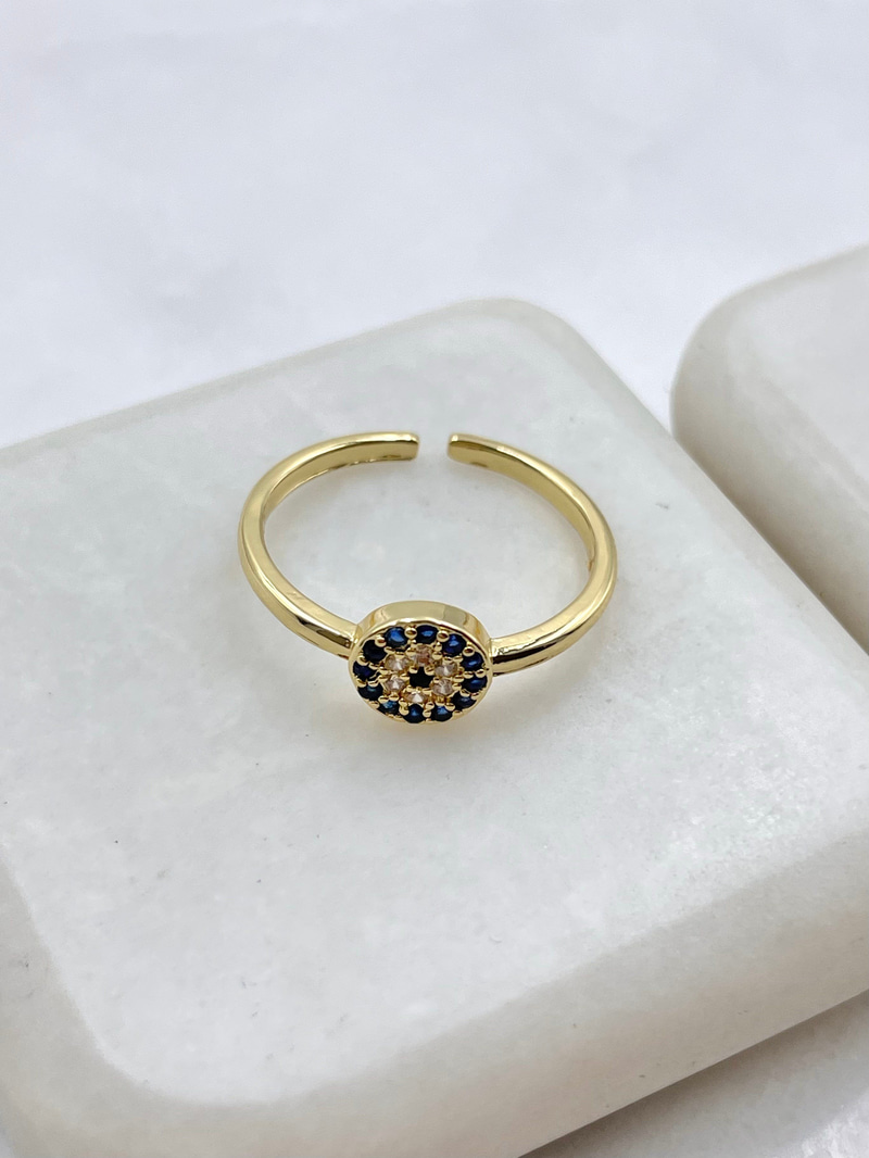 Gömme Taşlı Nazar Yüzük Gold