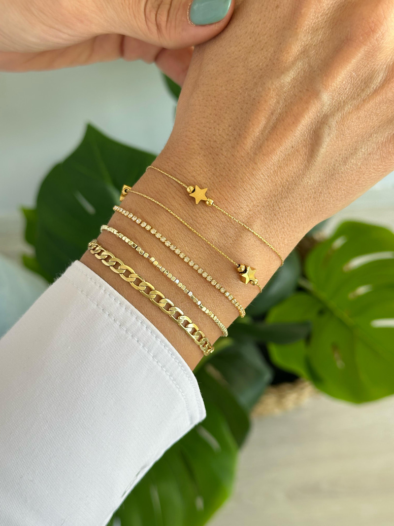 Çelik Minimal Su Yolu Bileklik Gold