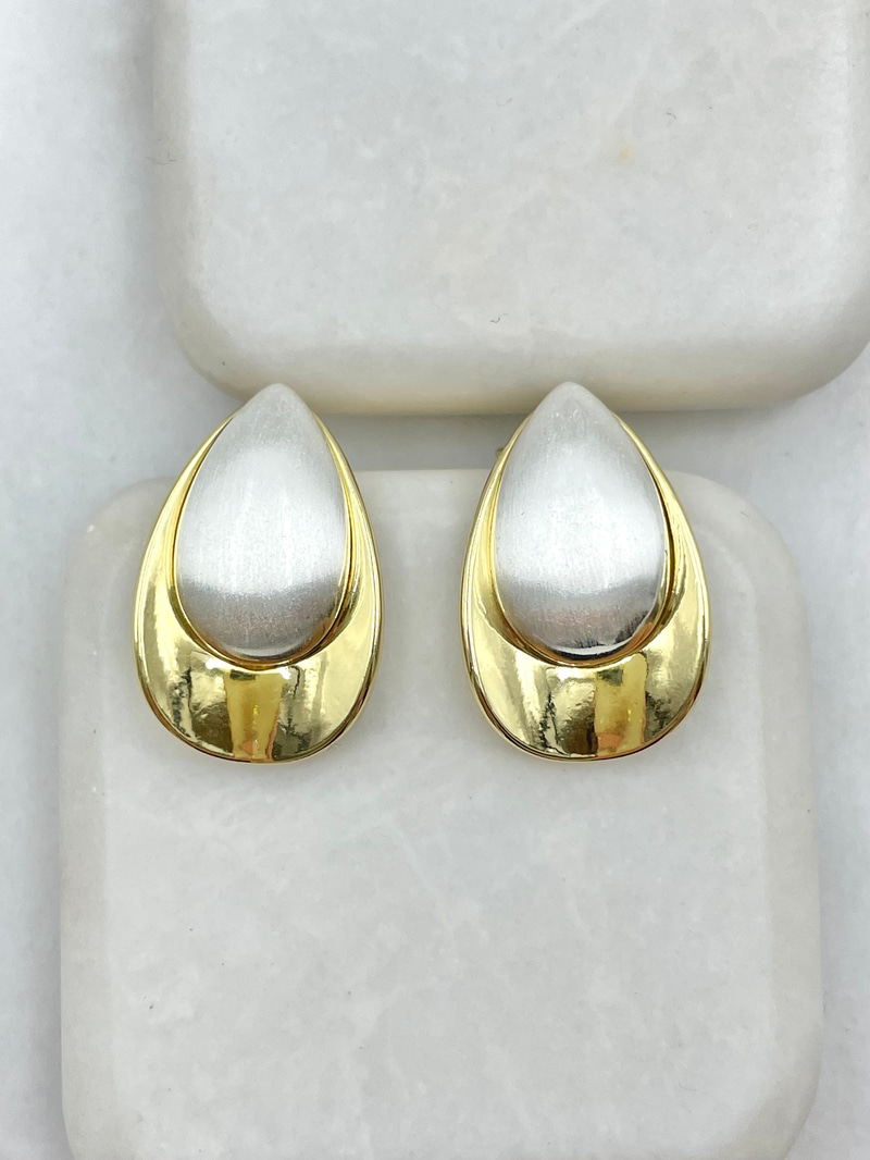 Sedefli Gold Detaylı Damla Küpe Gold