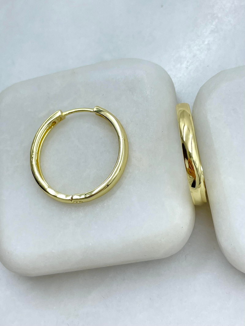 Altın Kaplama Köşeli Basic Halka Küpe 2.5 cm Gold