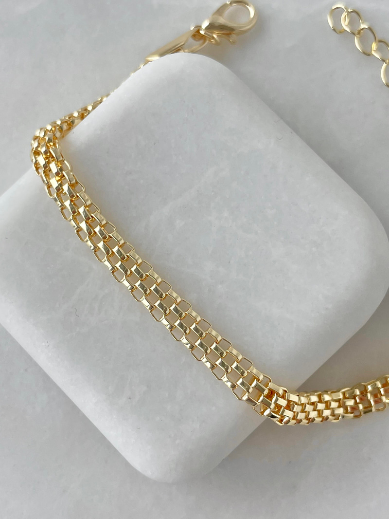 Örgü Boru Zincir Bileklik Gold