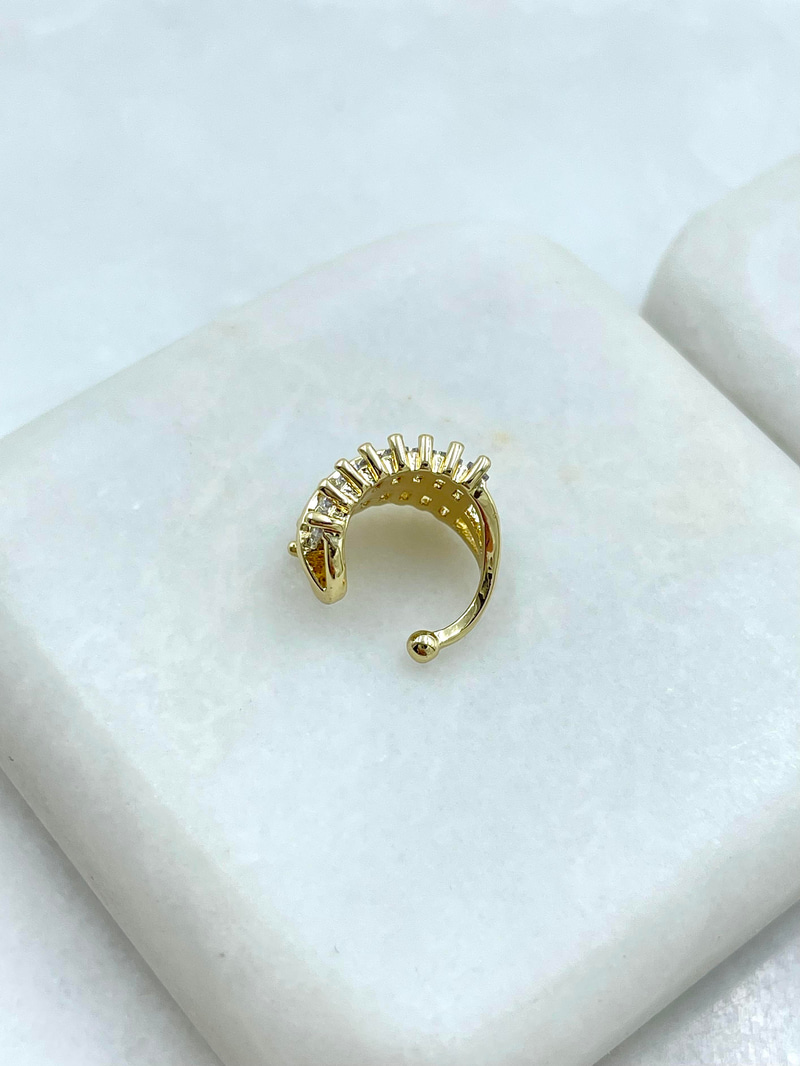 Altın Kaplama Gold Detaylı Kristal Taşlı Kıkırdak Küpe Gold