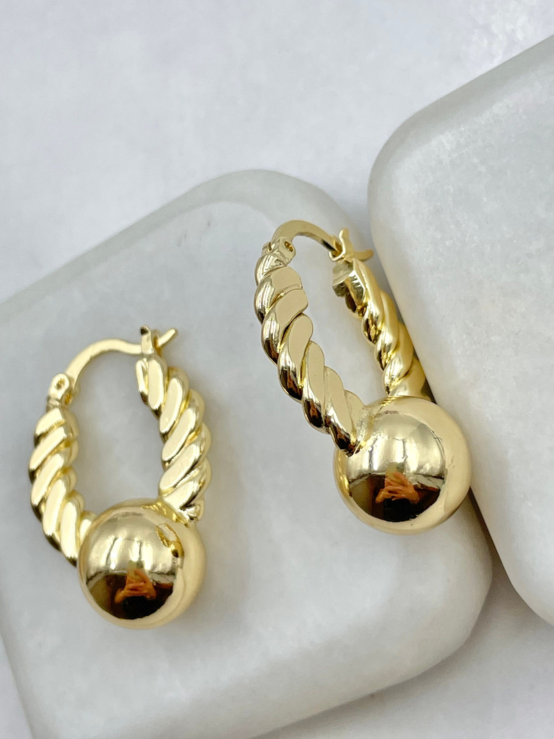 Topçuk Detay Burgu U Küpe Gold