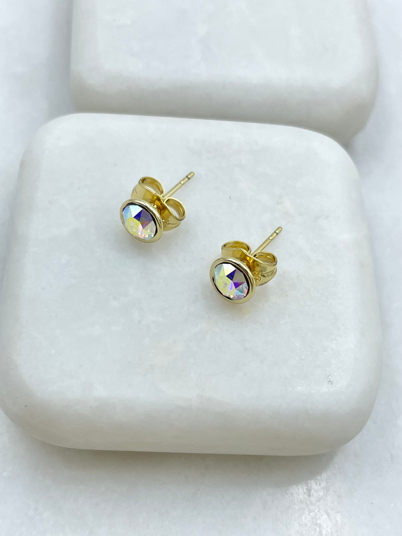 Özel Seri Swarovski Taş Minik Küpe Gold
