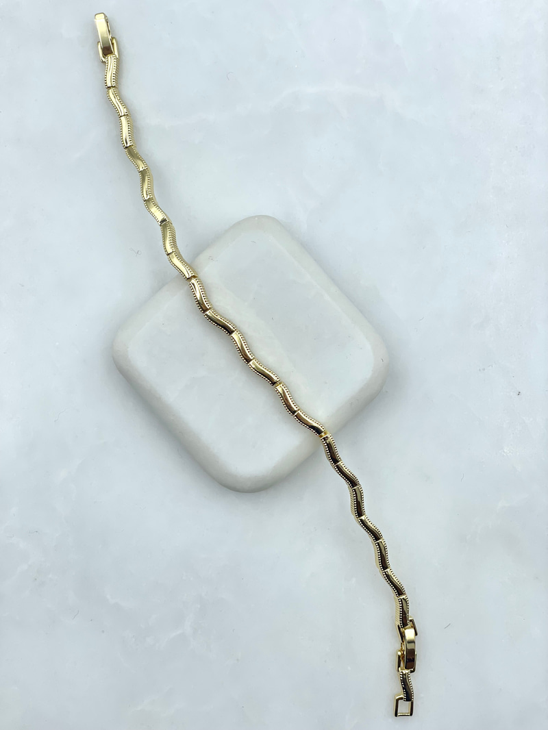 Dalga Model Tasarım Bileklik Gold