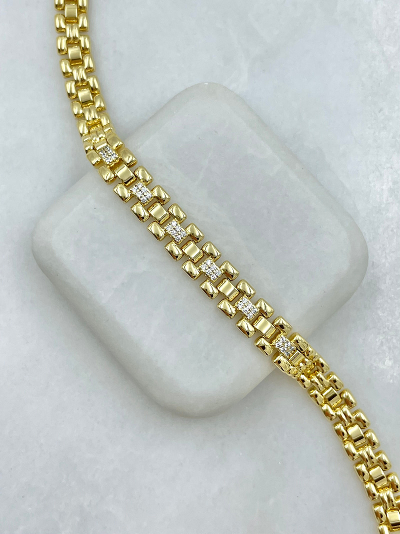 Özel Seri Zirkon Taşlı Kordon Bileklik Gold