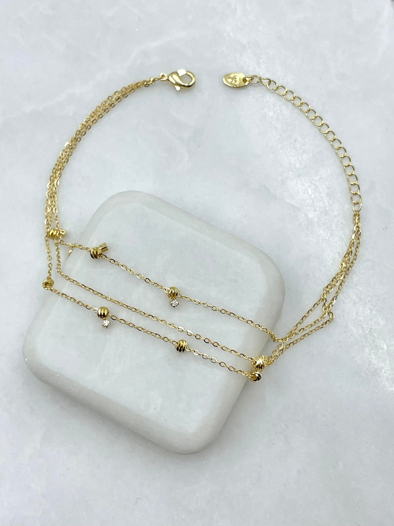 Altın Kaplama Dorikalı Üç Sıra Halhal Gold