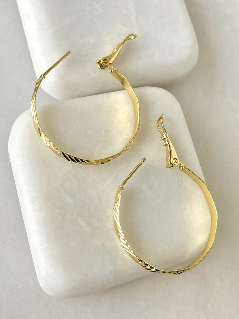 Özel Seri İşlemeli Basic Halka Küpe Gold