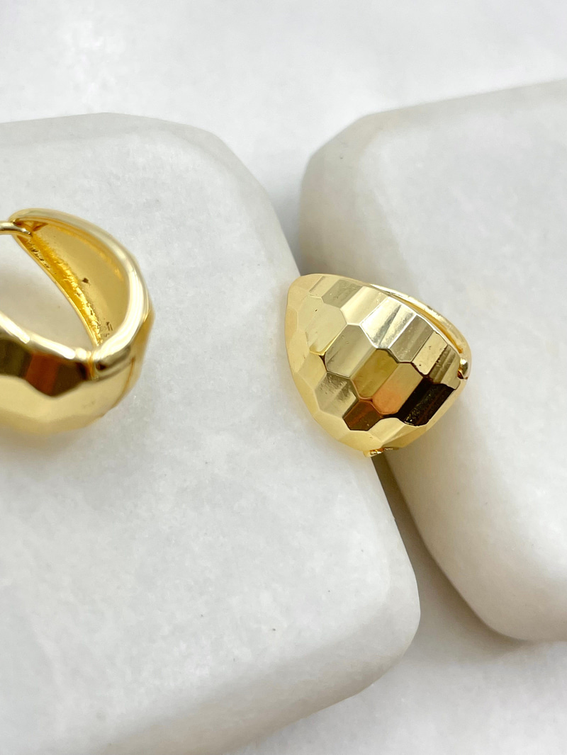 Mozaik Yansımalı Damla Küpe 1.5 cm Gold