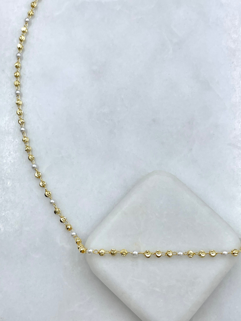 Altın Kaplama İnci ve Dorika Kolye Gold