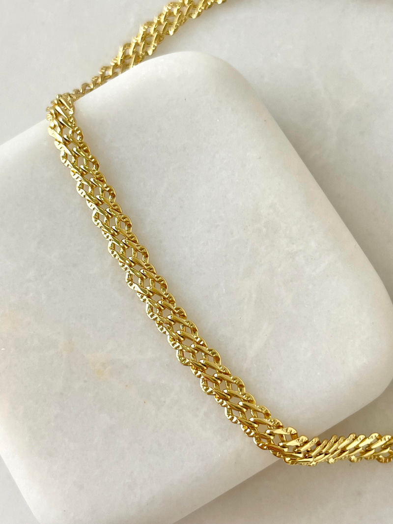 Özel Seri Işıltılı Örgü Zincir Bileklik Gold