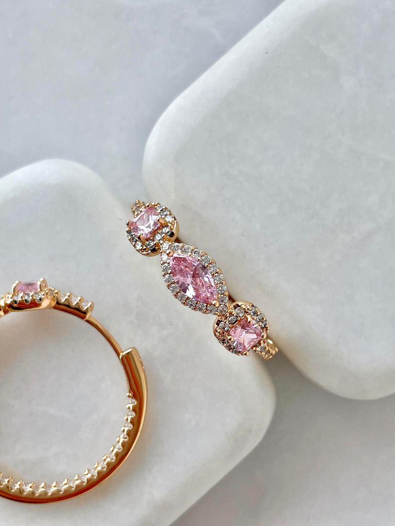 Özel Seri Pembe Kristal Taşlı HalkaKüpe