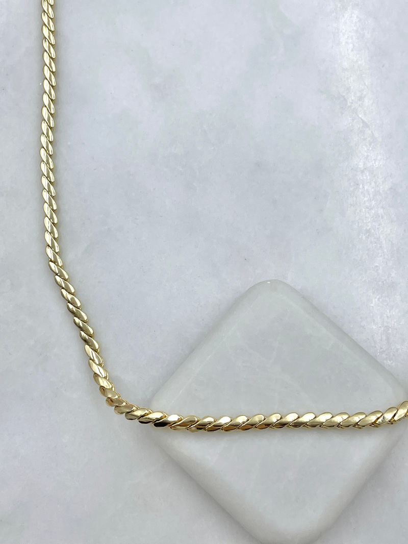 Özel Seri S Model Ezme Zincir Kolye 50 cm Gold