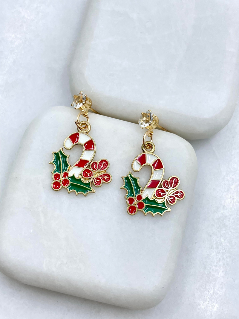 Altın Kaplama Kokinalı Şeker Kamışı Küpe Gold