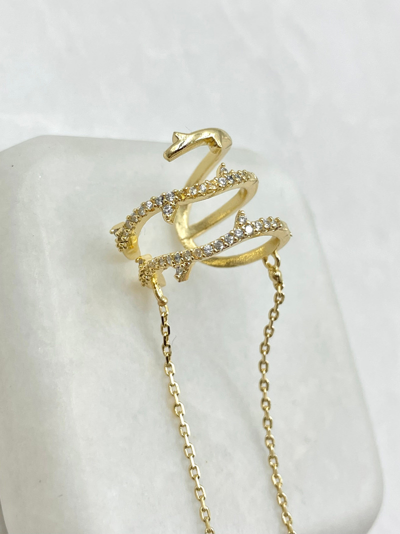 Lale Sallantılı Sarmaşık Kıkırdak Küpe Gold