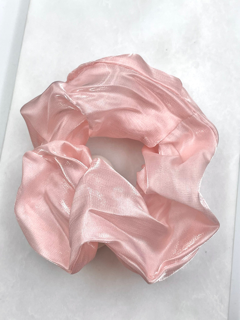 Yansımalı Organze Tül Scrunchie Toka Pembe