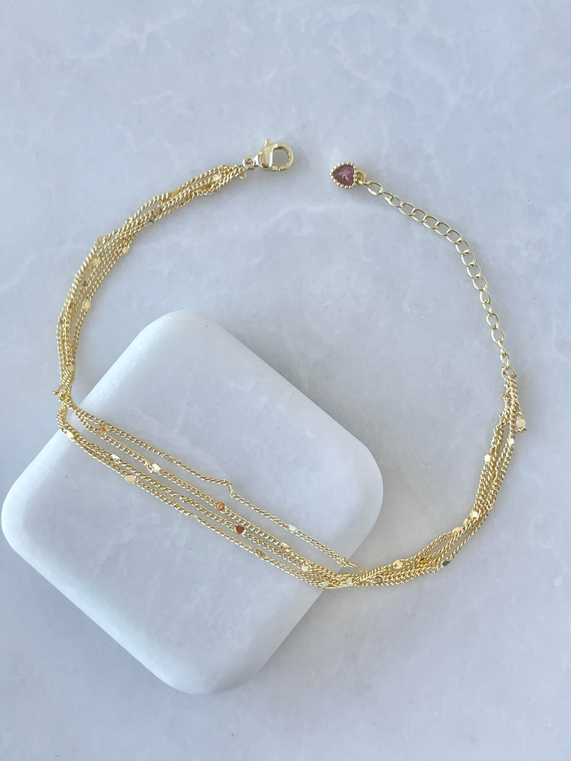Altın Kaplama Pul Yansımalı Dört Sıra Zincir Halhal Gold