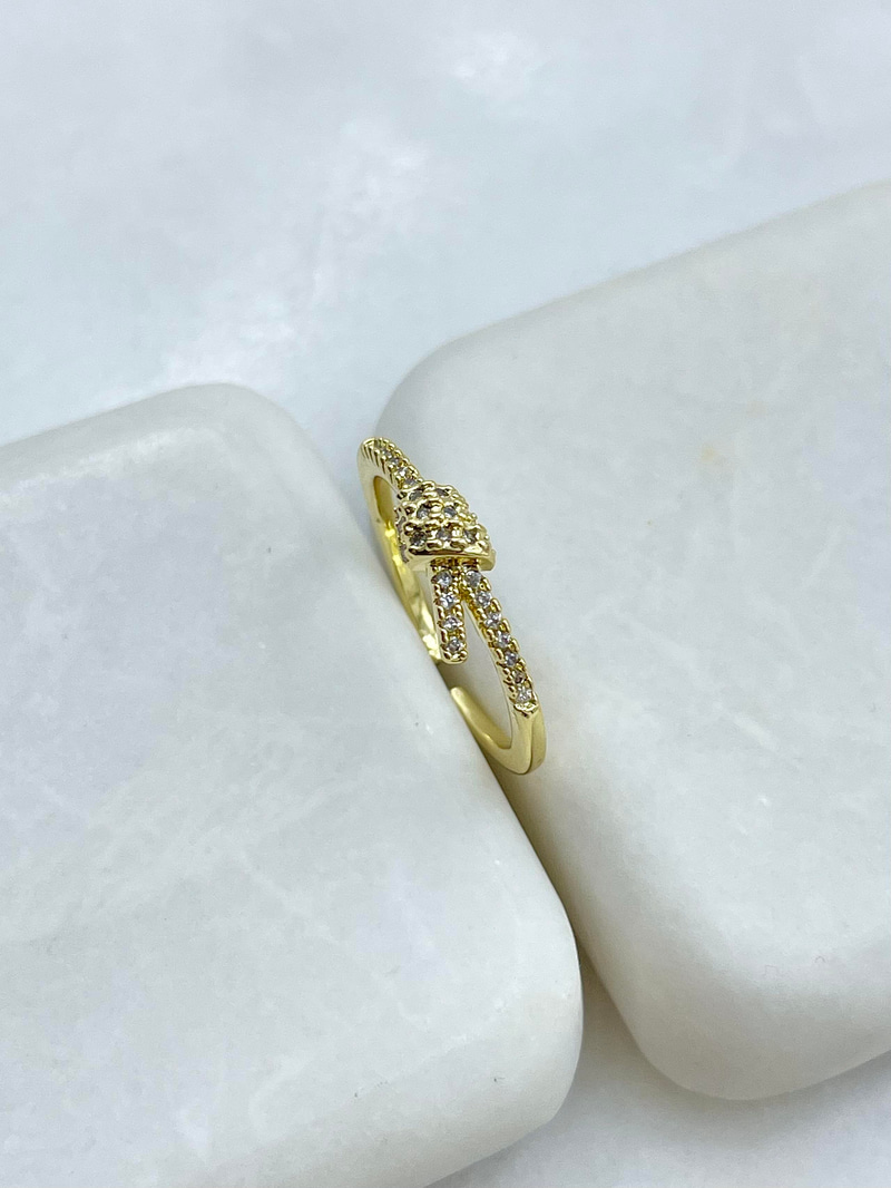 Altın Kaplama Gömme Taşlı Düğüm Yüzük Gold