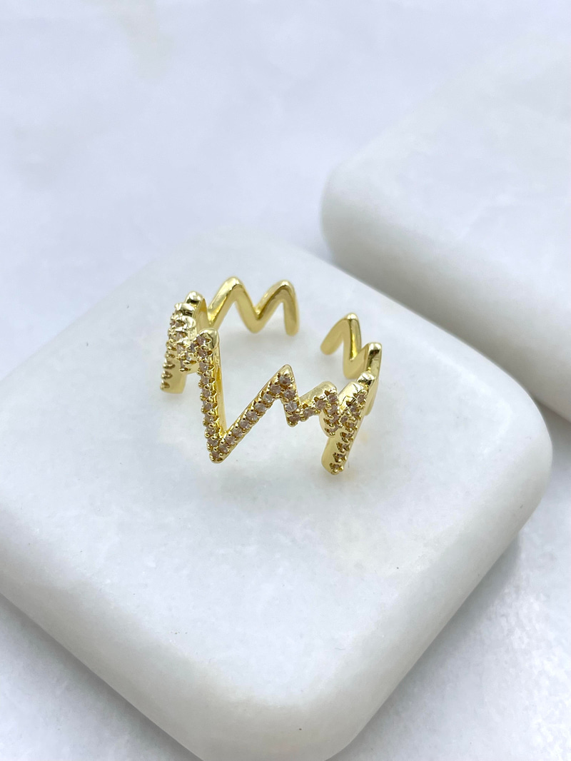 Altın Kaplama Gömme Taşlı Kalp Atışı Yüzük Gold