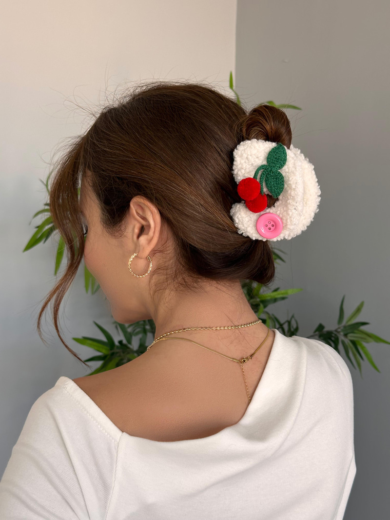 Peluş Kiraz Mandal Toka