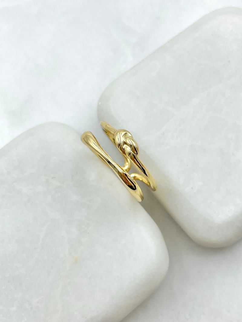 İkili Görünüm Düğüm Model Yüzük Gold