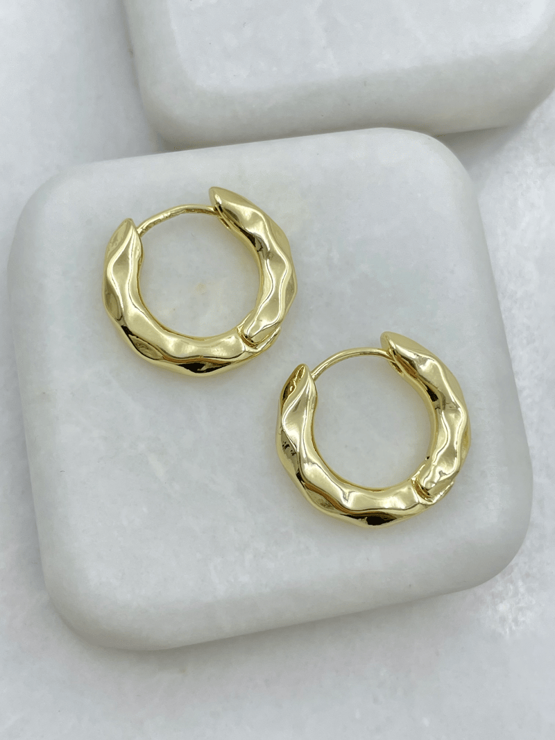 Altın Kaplama İşlemeli Basic Halka Küpe Gold