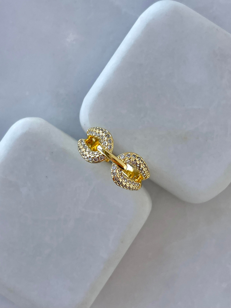 Altın Kaplama Gömme Taşlı Birleşim Yüzük Gold