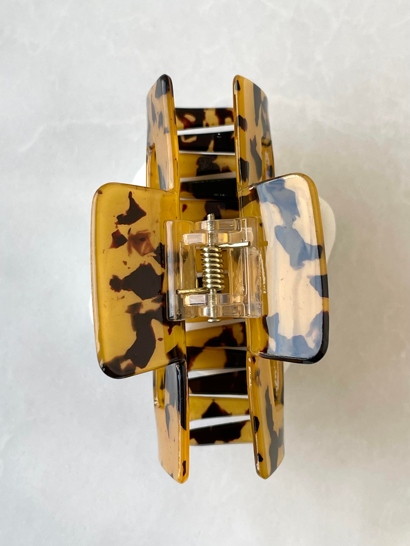 Leopar Desenli Dikdörtgen Model Kemik Mandal Toka Sarı