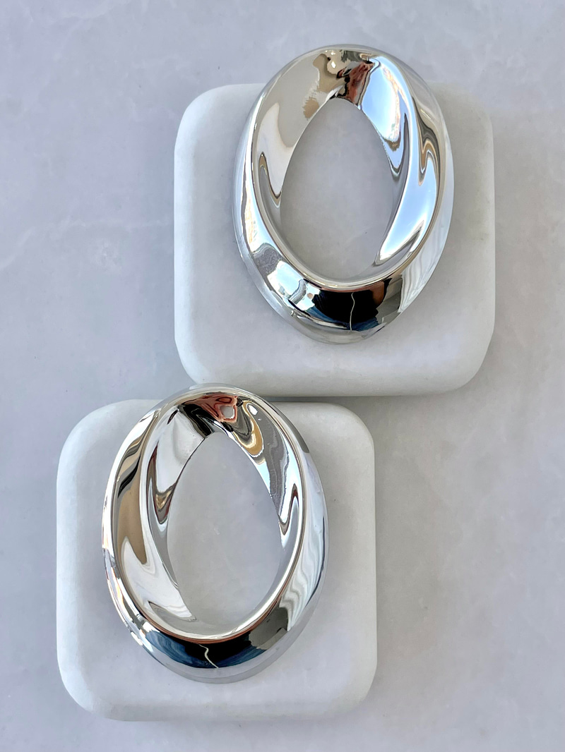 İçi Boş Oval Küpe Gümüş