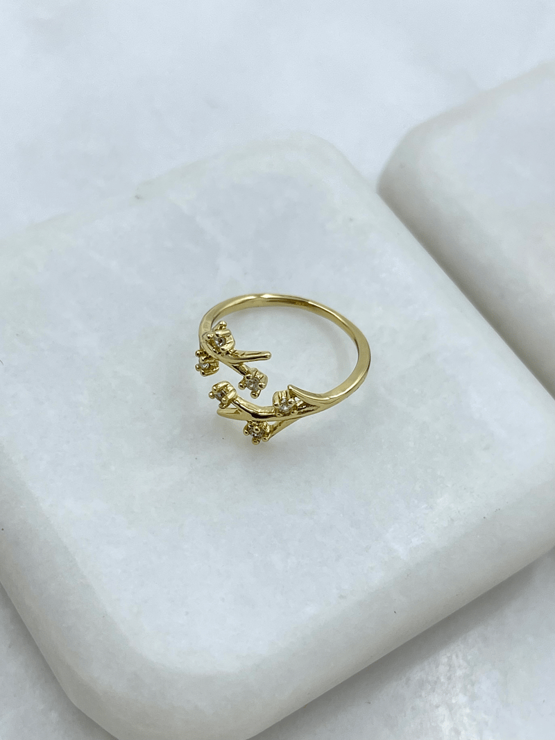 Özel Seri Zirkon Taşlı Sarmaşık Serçe Parmak Yüzüğü Gold