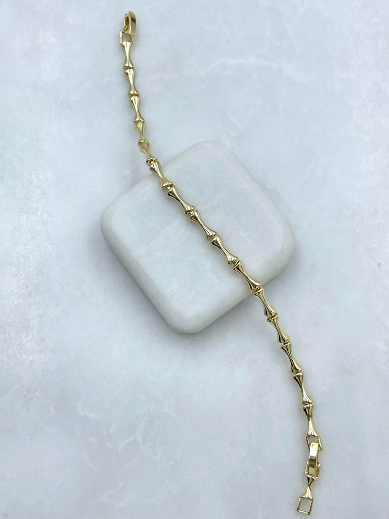 Altın Kaplama Oval Kemik Model Bileklik Gold
