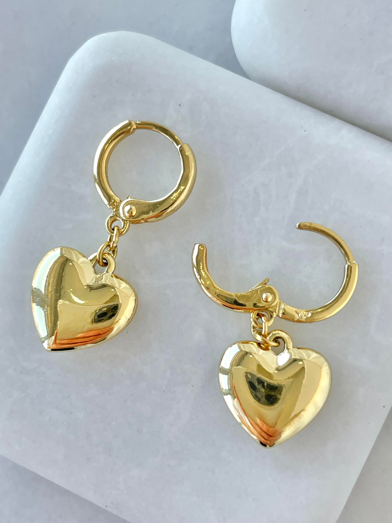Özel Seri Kalp Sallantılı Basic Halka Küpe Gold