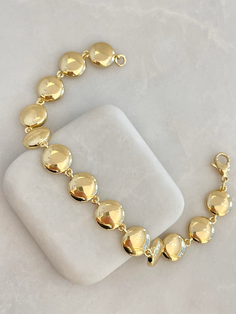 Altın Kaplama Dizi Bombe Daire Bileklik Gold