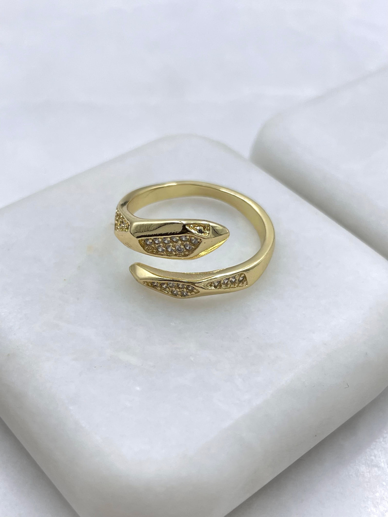 Altın Kaplama Gömme Taşlı Yılan Model Yüzük Gold