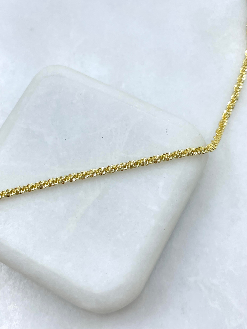 Altın Kaplama Işıltılı Burgu Zincir Kolye Gold